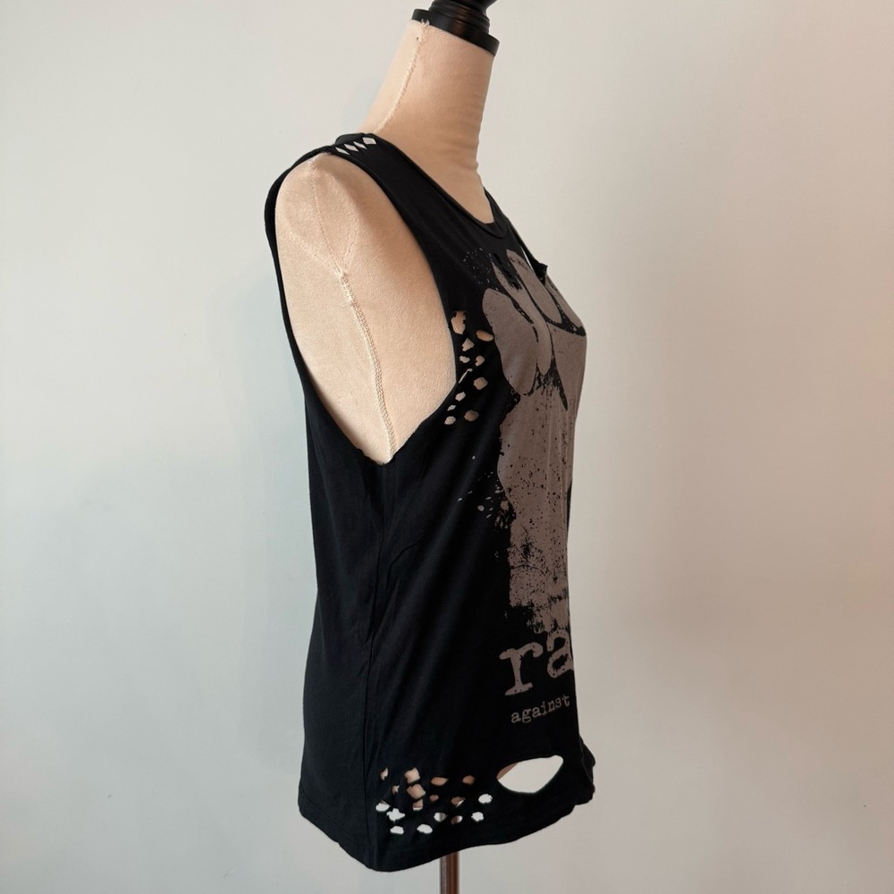 🎸 Rage Against The Machine Distressed Band Tank Studded Cutout Punk Graphic Tee - Picture 6 of 9